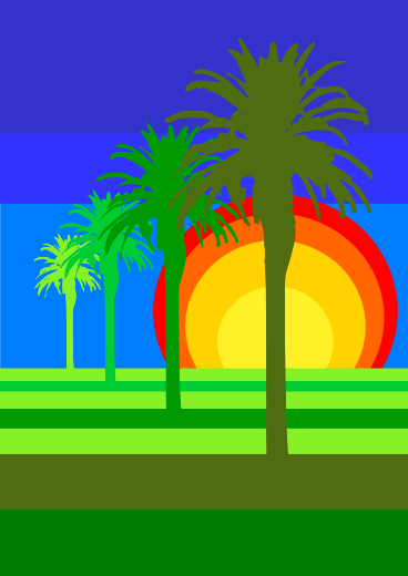 Tropics 4 Palm Tree Sunrise: Vektor Grafik