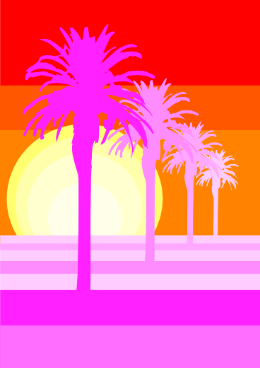 Tropics 6 Palm Tree Sunset: Vektor Grafik